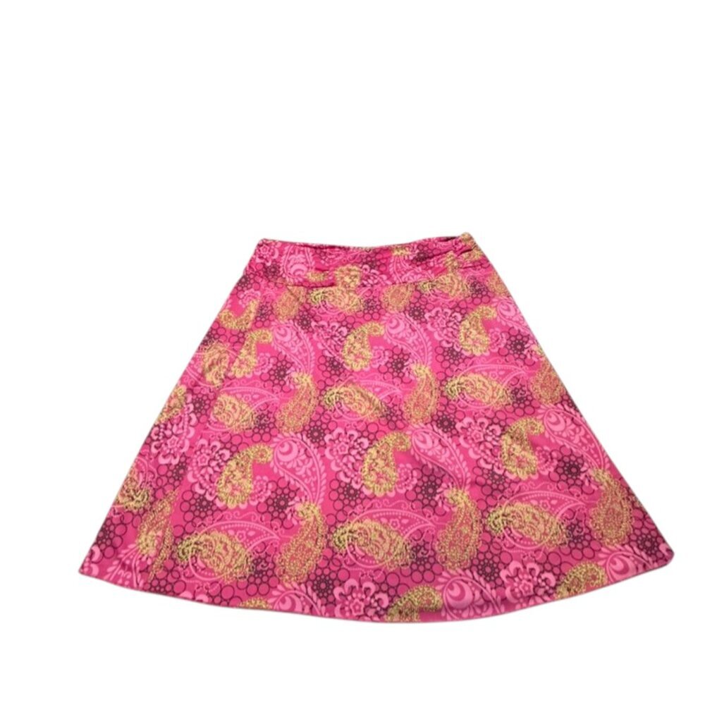Tranquility Pink Paisley Skirt Y2k Style Knee length